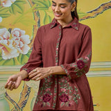 Aarohi Terracotta Rust Thread Embroidered Co-ord Set