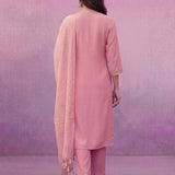 Light Pink Dori Embroidered Straight Suit Set