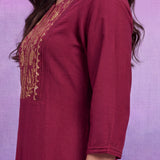 Fuchsia Nylon Viscose Zari Dori Embroidered Co-ord Set