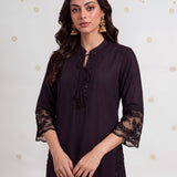 Ziya Blackberry Purple Embroidered Kurta Set