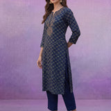 Blue All Over Printed Kurta Set with Dori Embroider
