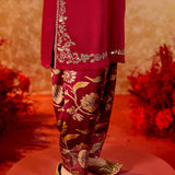 Ameera Ruby Red Embroidered Suit Set