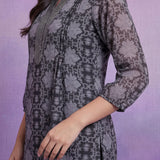 Grey Georgette Sequin Embellished Printed Tunic
