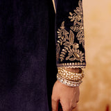 Riddhi Regal Violet Embroidered Velvet Suit Set
