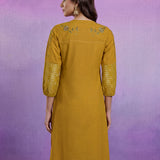 Mustard Embroidered Kurta Set with Resham Work