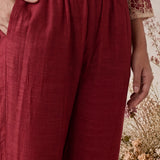 Zia Red Dori Embroidered Shantoon Blend Co-ord Set