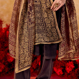 Riddhi Espresso Brown Embroidered Velvet Suit Set