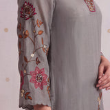 Aayat Silver Grey Embroidered Kurta Set