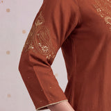 Zareen Bronze Rust Embroidered Kurta Set