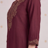 Inaya Scarlet Maroon Embroidered Kurta Set