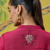 Aiyana Blood Red Foil Embroidered Co-ord Set