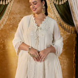 Aaliya Snow White Embroidered Suit Set