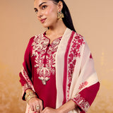 Samaira Maroon Embroidered Suit Set