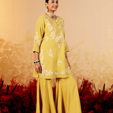 Ira Lime Green Embroidered Sharara Set