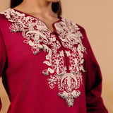 Samaira Maroon Embroidered Suit Set