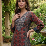 Vedika Rust Traditional Printed Viscose Co-ord Set