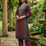 Vedika Rust Traditional Printed Viscose Co-ord Set