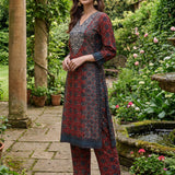 Vedika Rust Traditional Printed Viscose Co-ord Set