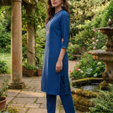 Risha Royal Blue Embroidered Kurta Set