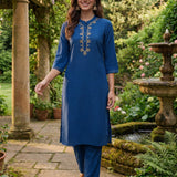 Risha Royal Blue Embroidered Kurta Set