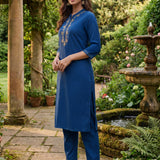 Risha Royal Blue Embroidered Kurta Set