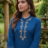 Risha Royal Blue Embroidered Kurta Set