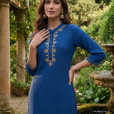 Risha Royal Blue Embroidered Kurta Set