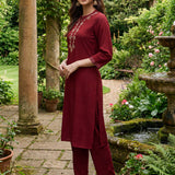 Risha Maroon Embroidered Kurta Set