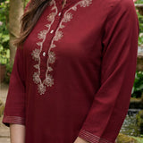 Risha Maroon Embroidered Kurta Set