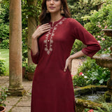 Risha Maroon Embroidered Kurta Set