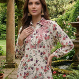 Moira Rust Printed Moss Crepe Shirt for Women