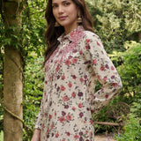 Moira Rust Printed Moss Crepe Shirt for Women