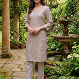 Karwan Pearl Ivory Multi-colour Heritage Embroidered Straight Kurta Set