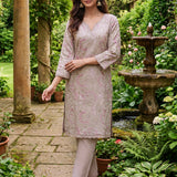 Karwan Pearl Ivory Multi-colour Heritage Embroidered Straight Kurta Set
