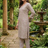 Karwan Pearl Ivory Multi-colour Heritage Embroidered Straight Kurta Set