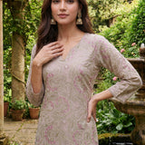 Karwan Pearl Ivory Multi-colour Heritage Embroidered Straight Kurta Set