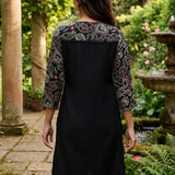 Karwan Fully Embroidered Midnight Black Straight long Kurta Set