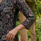 Karwan Fully Embroidered Midnight Black Straight long Kurta Set