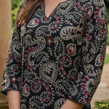 Karwan Fully Embroidered Midnight Black Straight long Kurta Set