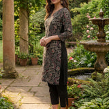 Karwan Fully Embroidered Midnight Black Straight long Kurta Set