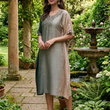 Nylah Green Embroidered Silk Kaftan for Women
