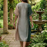 Nylah Green Embroidered Silk Kaftan for Women