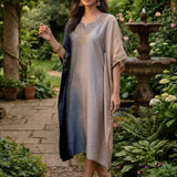 Nylah Blue Embroidered Silk Kaftan for Women