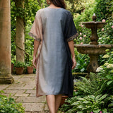 Nylah Blue Embroidered Silk Kaftan for Women