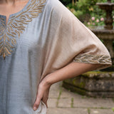 Nylah Blue Embroidered Silk Kaftan for Women