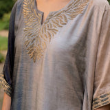 Nylah Blue Embroidered Silk Kaftan for Women