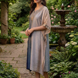 Nylah Blue Embroidered Silk Kaftan for Women