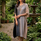 Nylah Blue Embroidered Silk Kaftan for Women