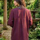 Mira Maroon Kutch-work Embellished Satin Collar Shirt