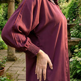 Mira Maroon Kutch-work Embellished Satin Collar Shirt